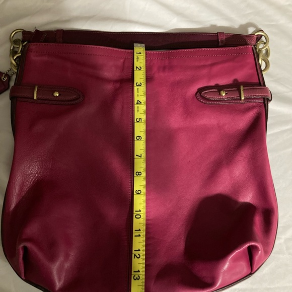 Coach Fuchsia Leather Shoulder Bag with Gold Accents - Picture 10 of 10